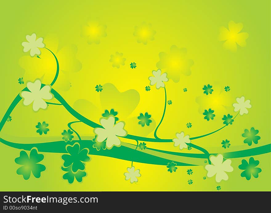 Fresh green spring clover design postcard. Fresh green spring clover design postcard