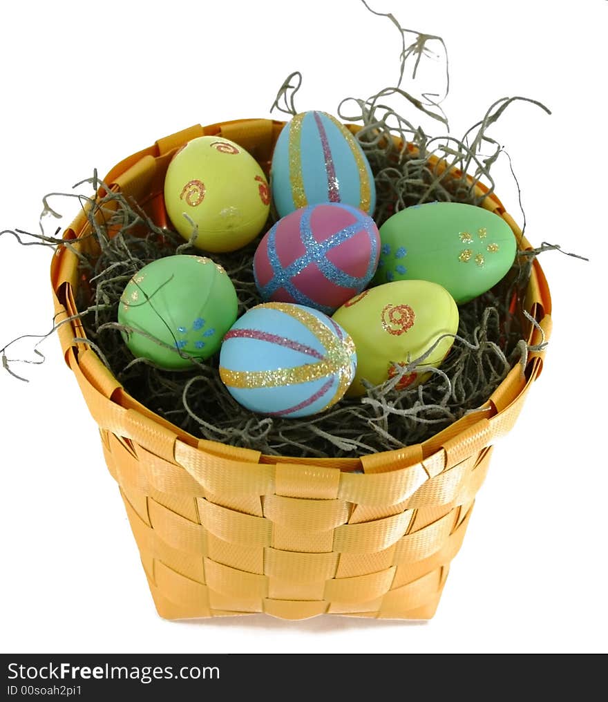 Easter Eggs in Yellow Basket