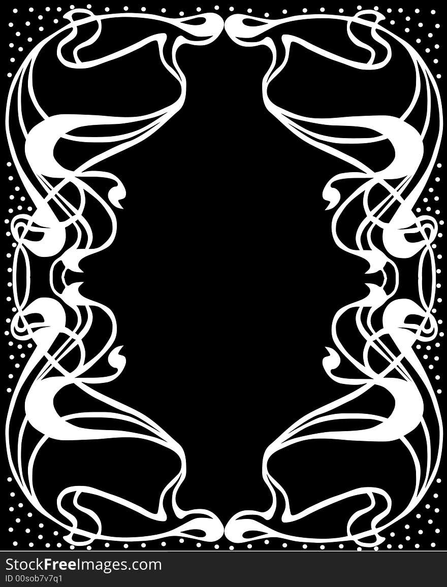 Illustration with floral frame decoration on black background. Illustration with floral frame decoration on black background