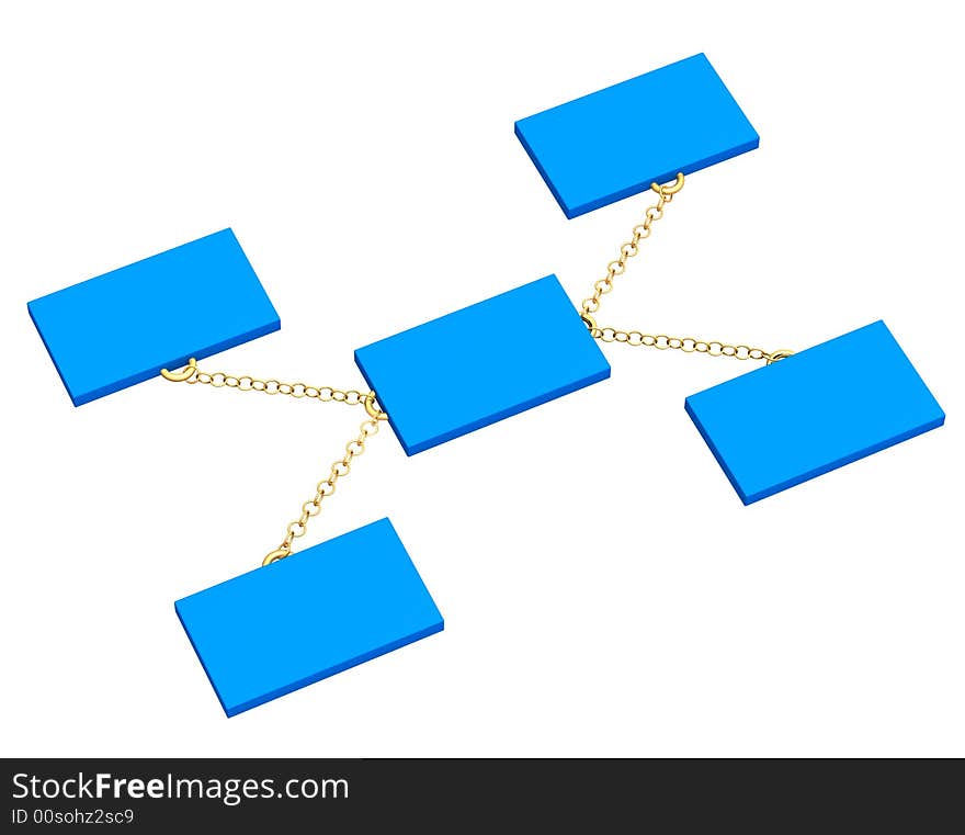 3d blue boxes, connected by a gold circuit