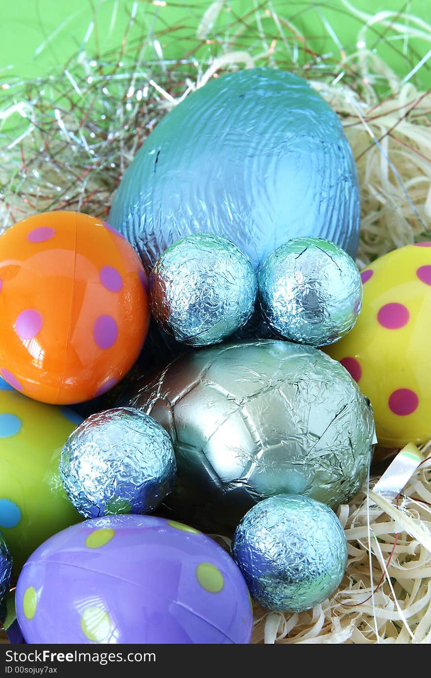 Easter Eggs Lying In Straw