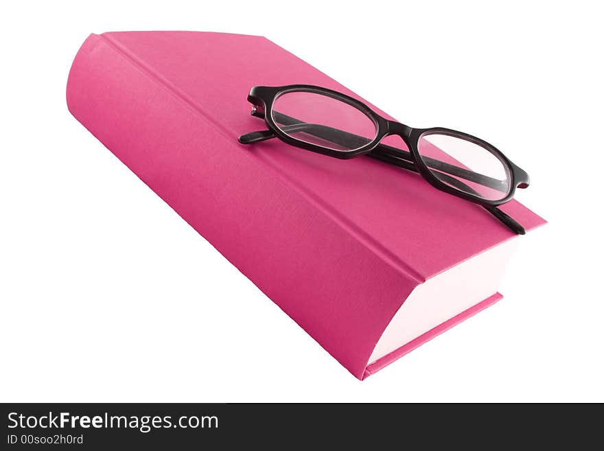 Purple book and black glasses