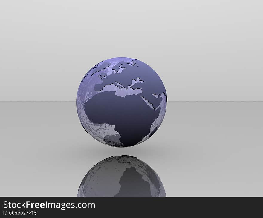 Illustration of a Earthmap made in 3D. Illustration of a Earthmap made in 3D