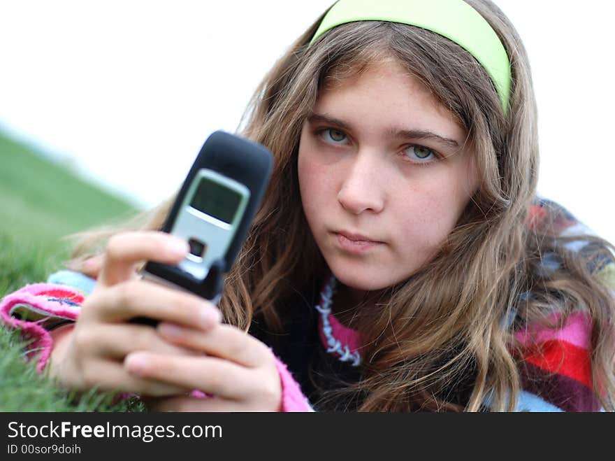 Young Girl And Cellphone