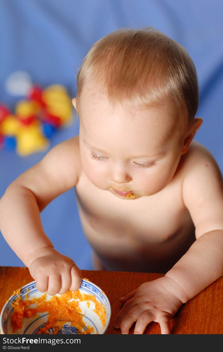 A baby with a meal