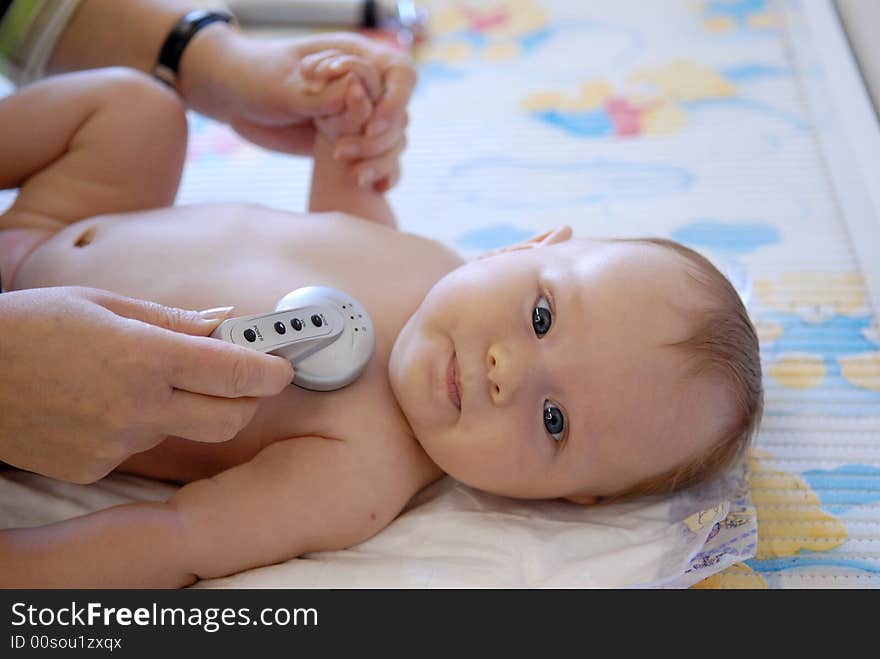 Examination of a small baby