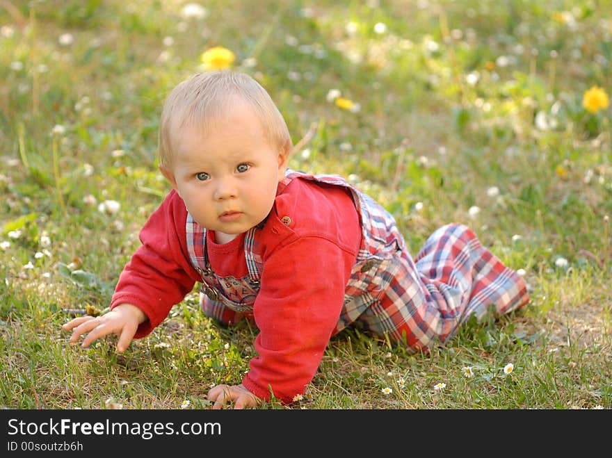 A child on the grass