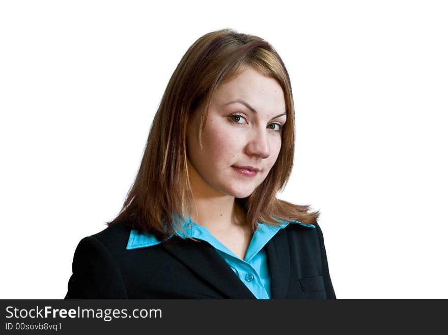 Business woman in a suit with a phone and notepad. Business woman in a suit with a phone and notepad