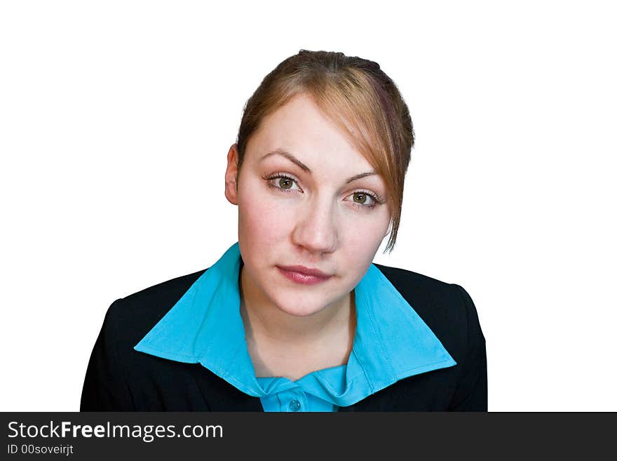 Business woman in a suit with a phone and notepad. Business woman in a suit with a phone and notepad