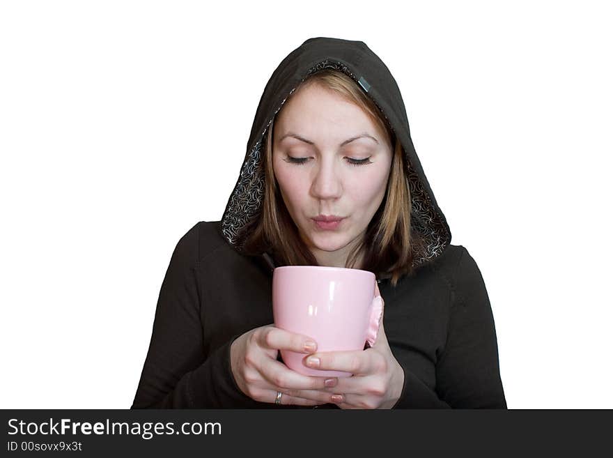 Woman enjoying a nice warm beverage. Woman enjoying a nice warm beverage