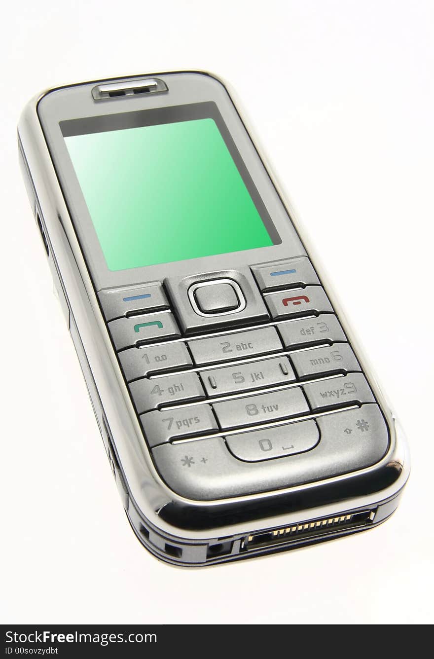 A photo of a black cell phone isolated on white. A photo of a black cell phone isolated on white.