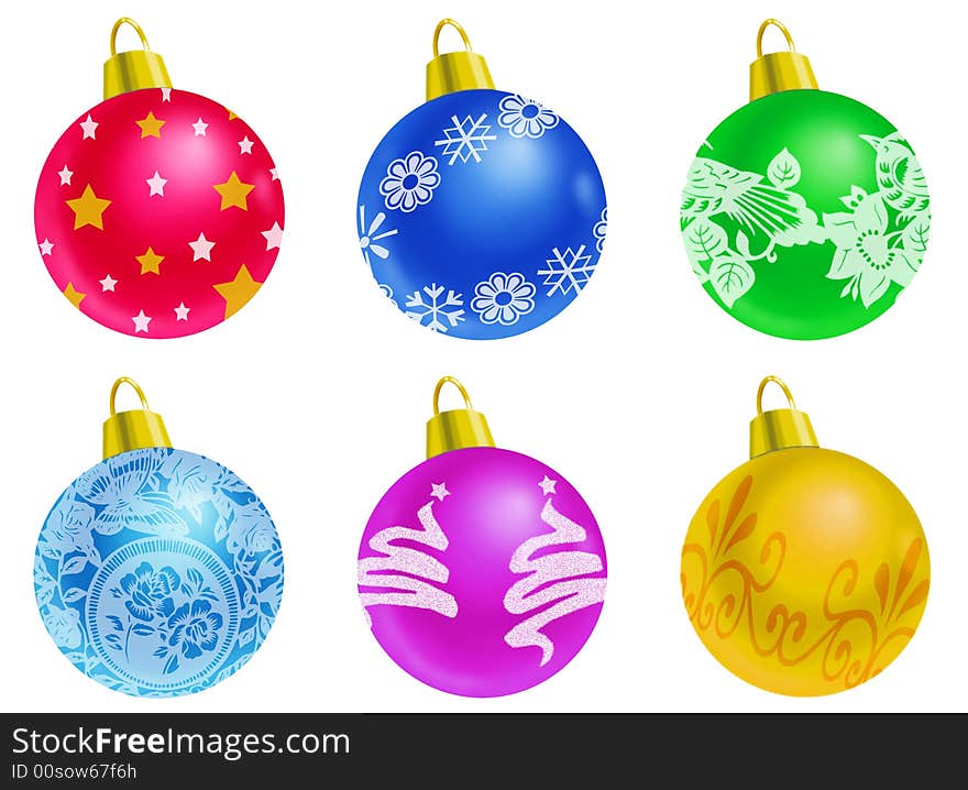 Set of Christmas balls - White background