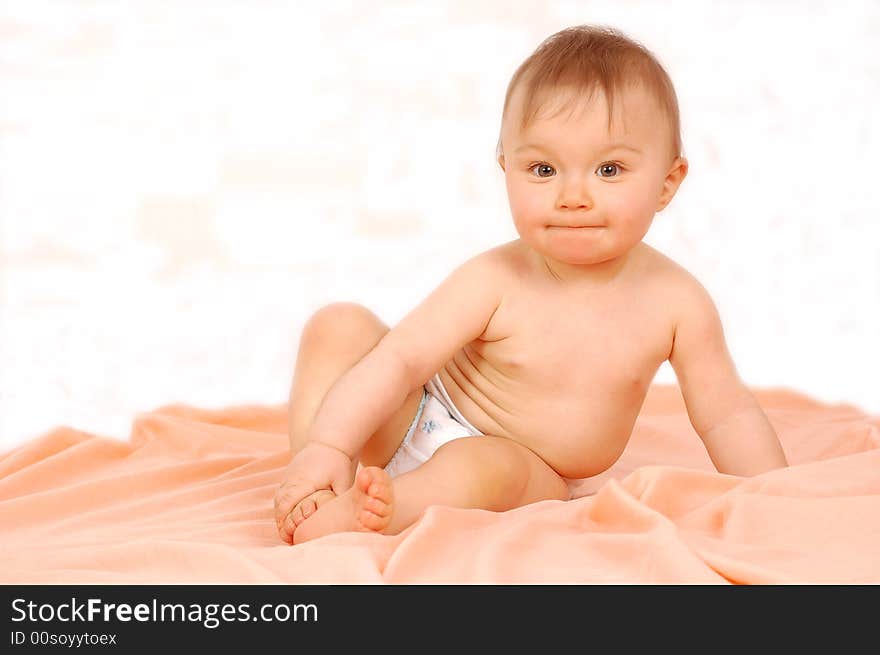 Happy and sweet baby girl on white background. Happy and sweet baby girl on white background