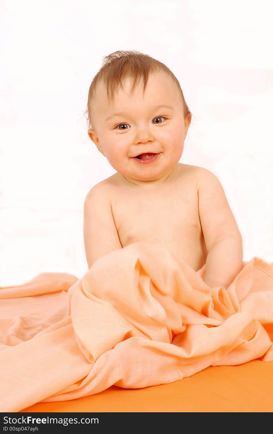 Happy and sweet baby girl on white background. Happy and sweet baby girl on white background