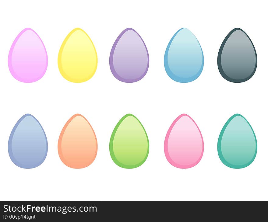 10 Pastel Coloured Easter Eggs