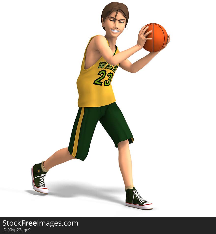 Young man plays basketball