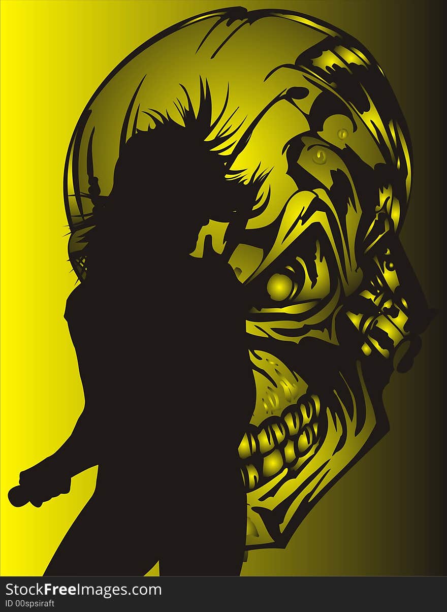 Singer and skull - yellow and black