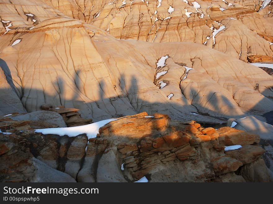 Different shapes of hoodoos in Drumheller Alberta