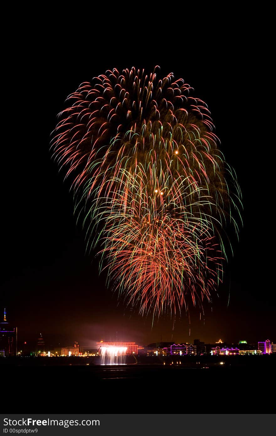 Blowing up firework in the dark night skies. Blowing up firework in the dark night skies