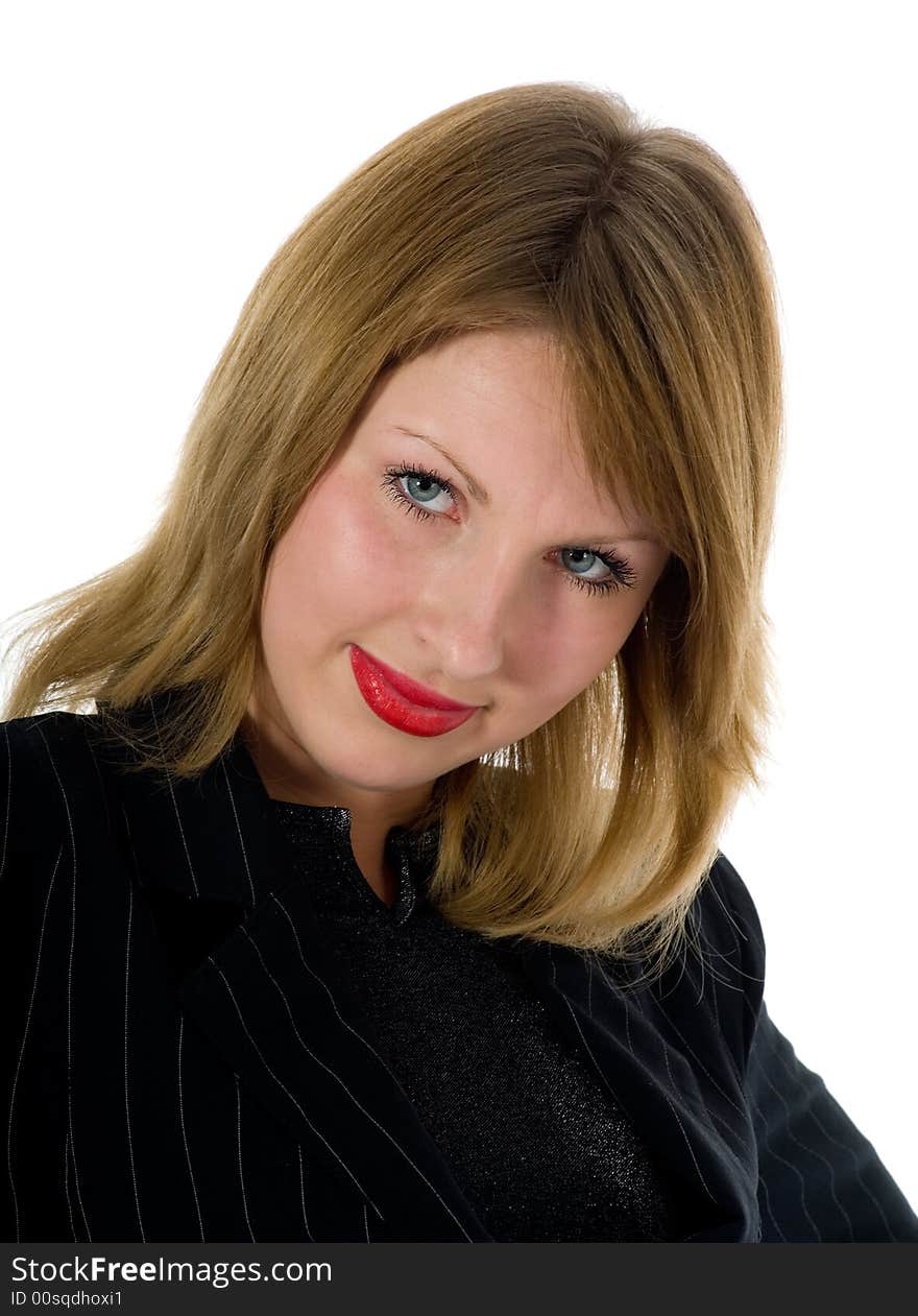 Expressive woman on white background