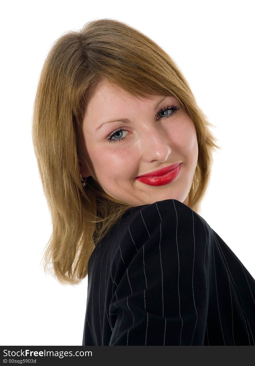 Expressive woman on white background