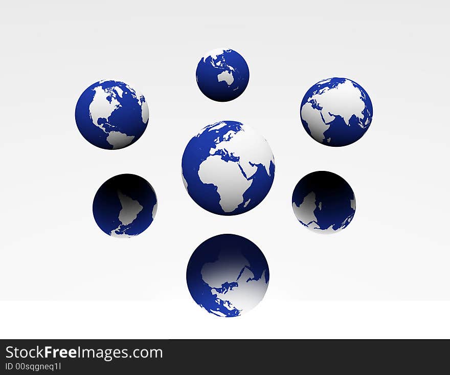 Illustration of a blue Earthmap made in 3D. Illustration of a blue Earthmap made in 3D