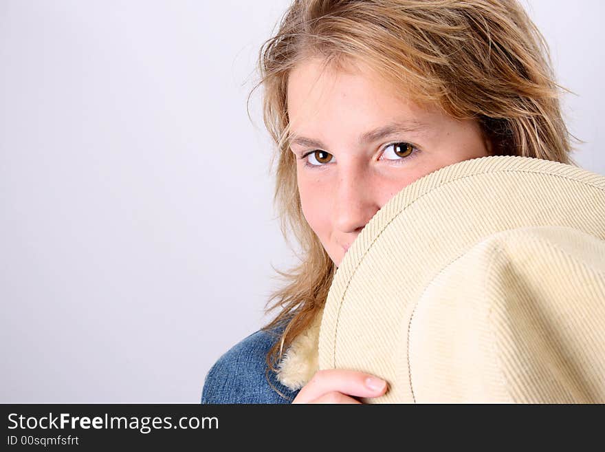 Young Model Playing With Hat