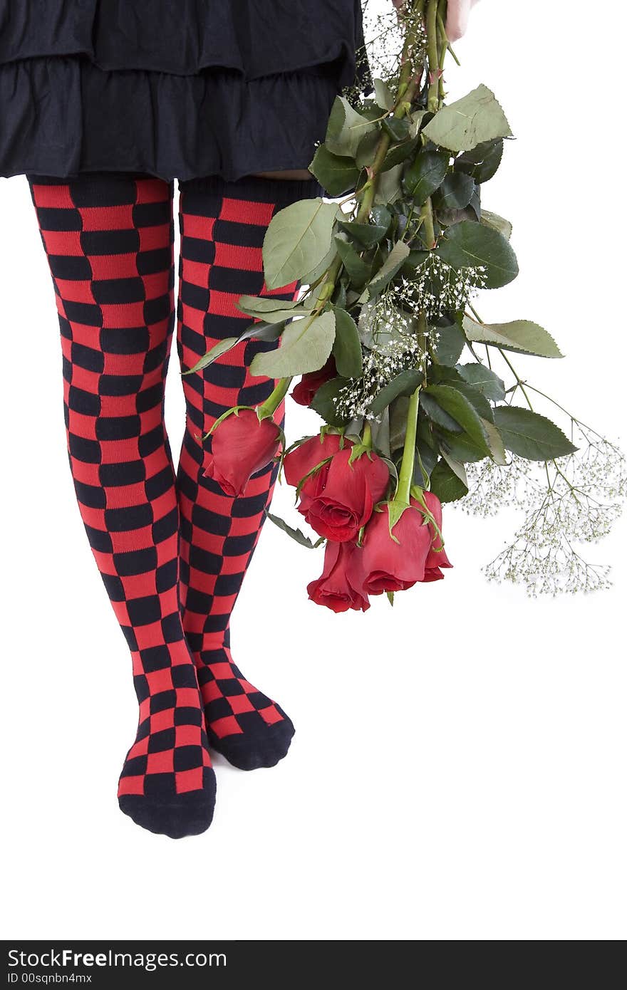 A Confederation of red roses combined with funny stockings