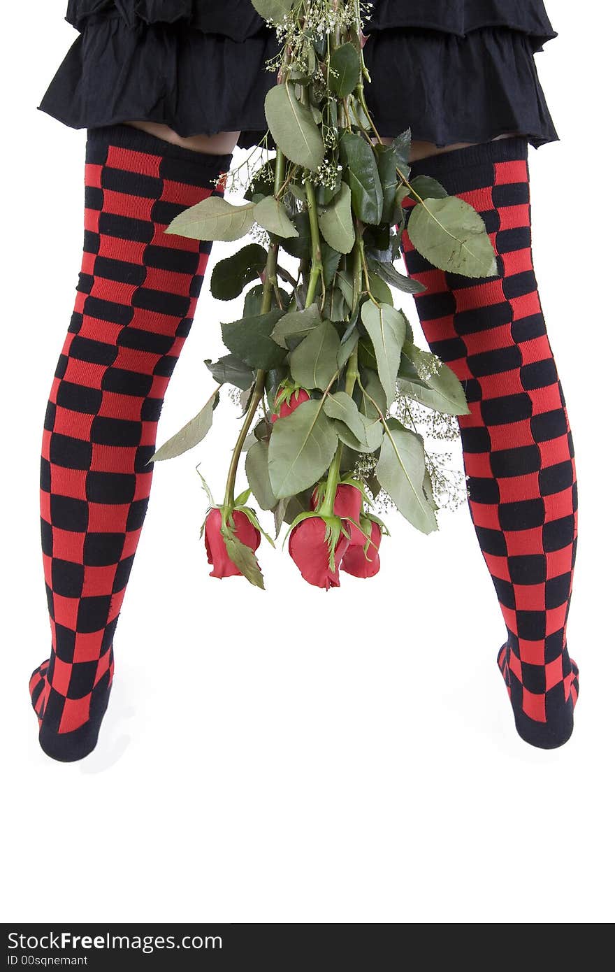 A Confederation of red roses combined with funny stockings