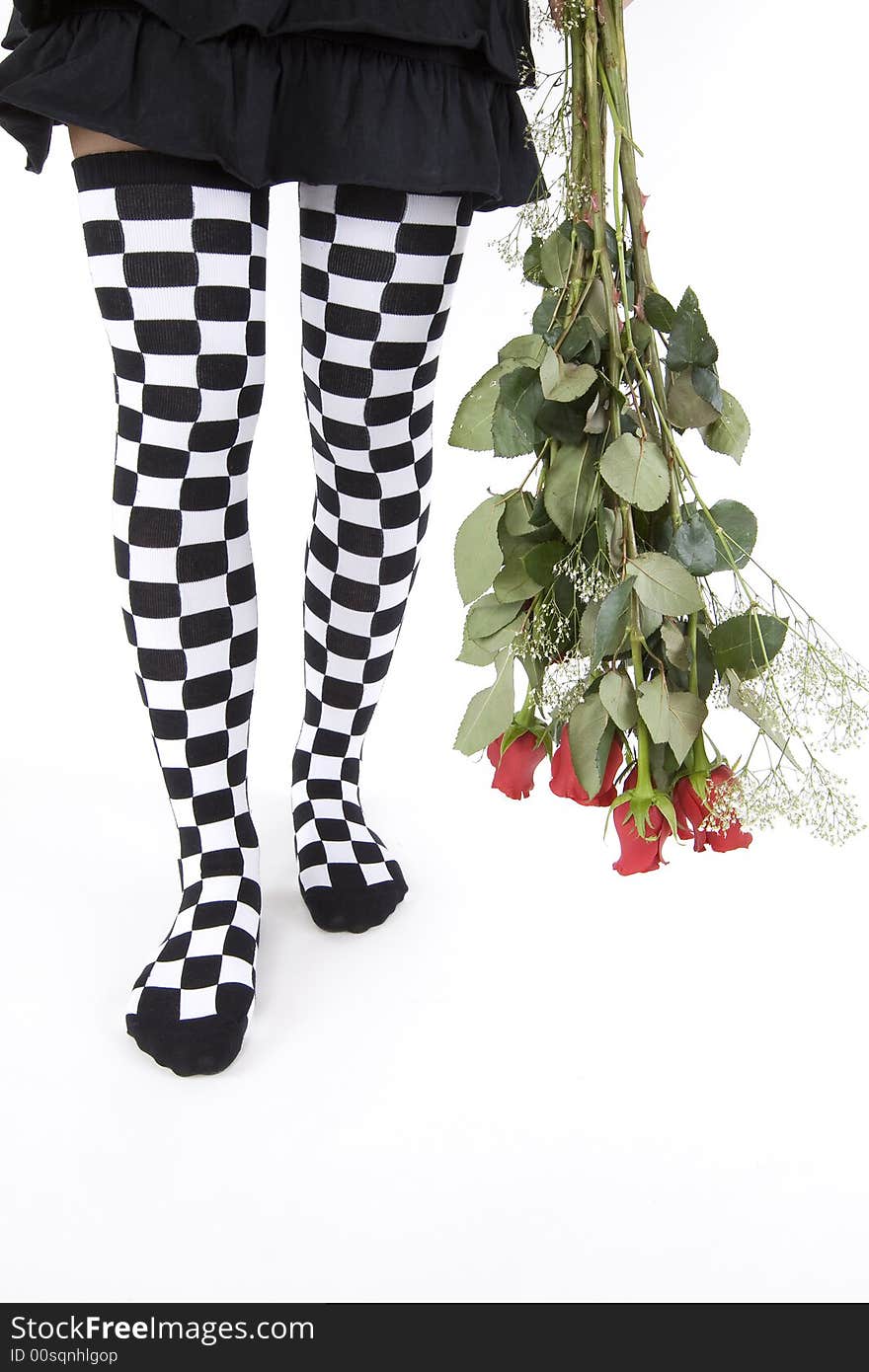 A Confederation of red roses combined with funny stockings