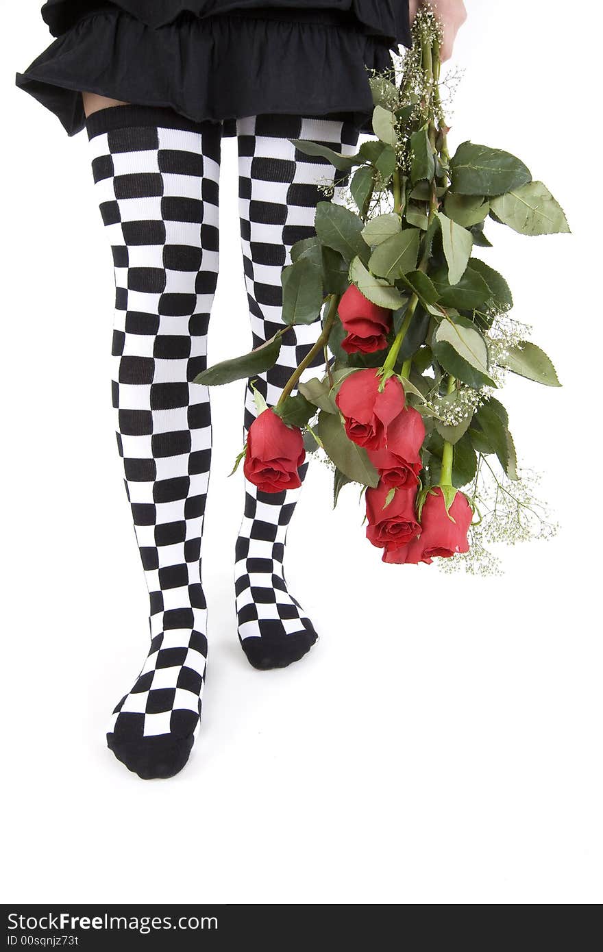 A Confederation of red roses combined with funny stockings