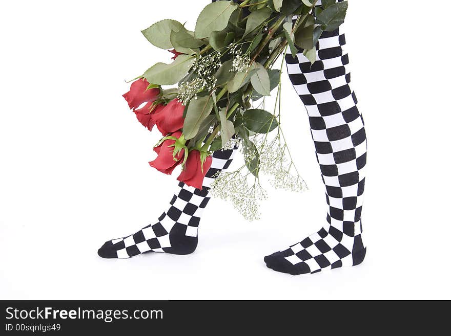 A Confederation of red roses combined with funny stockings