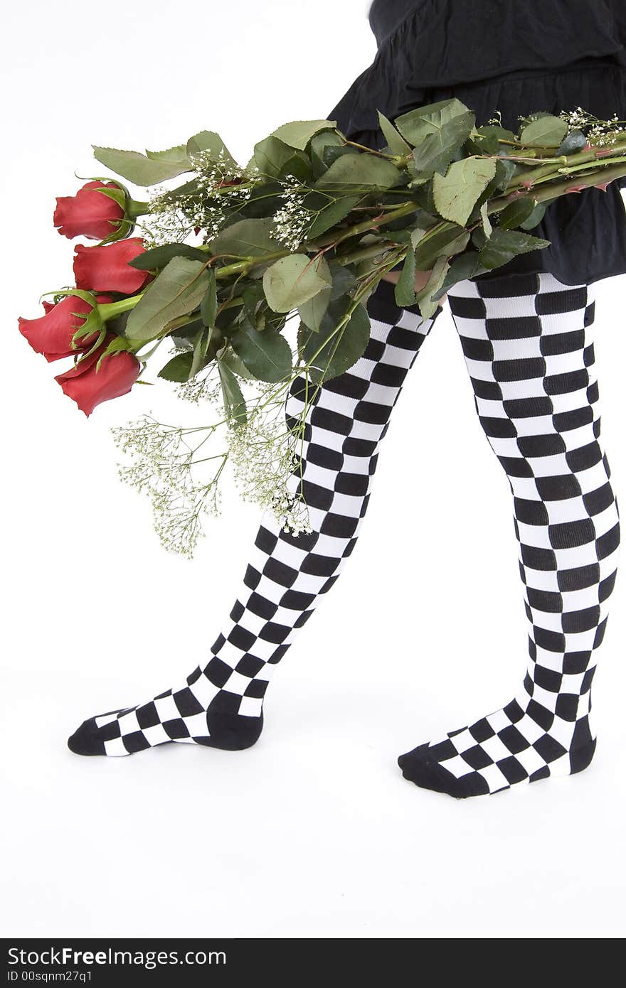 A Confederation of red roses combined with funny stockings