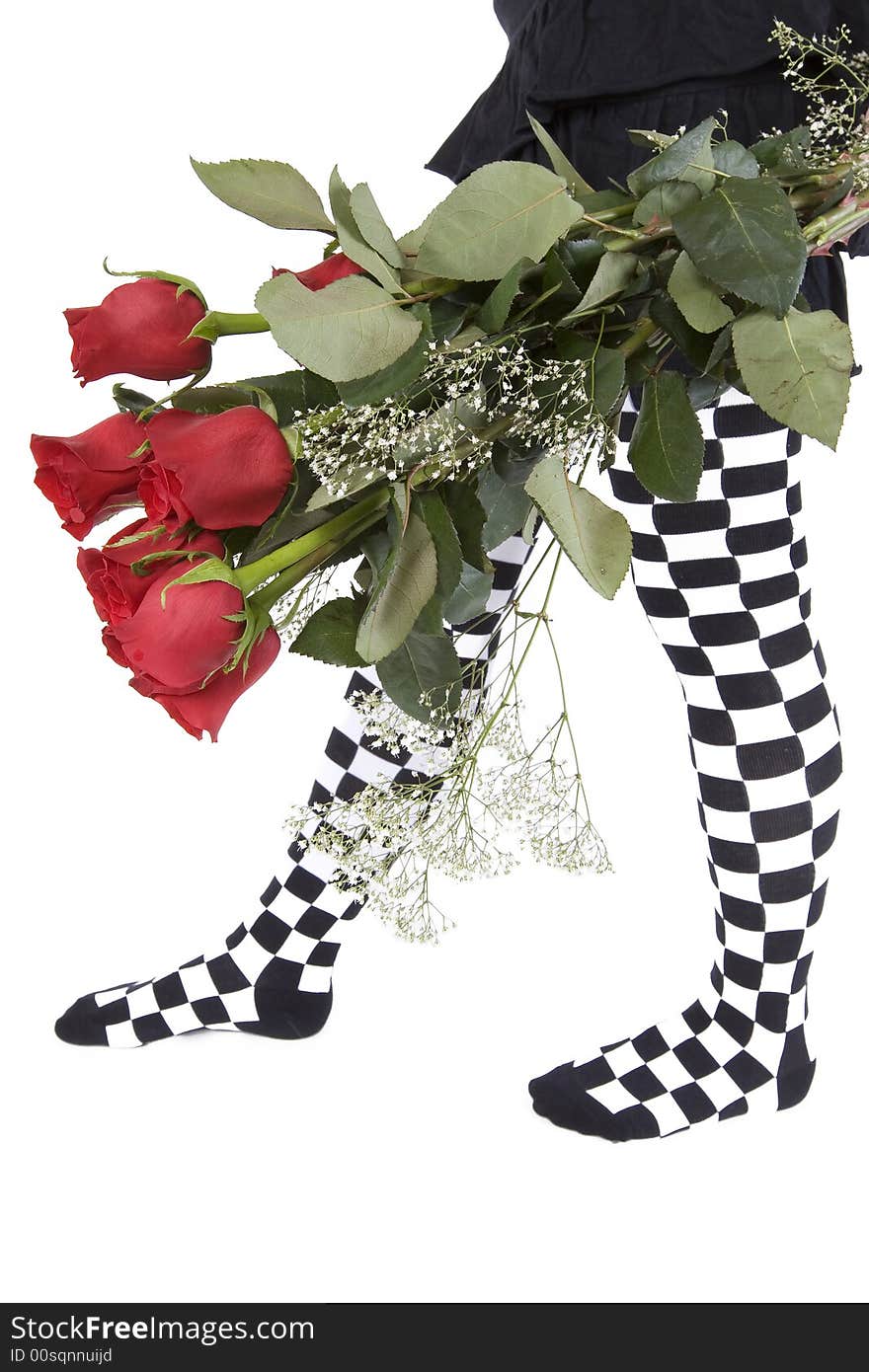 A Confederation of red roses combined with funny stockings