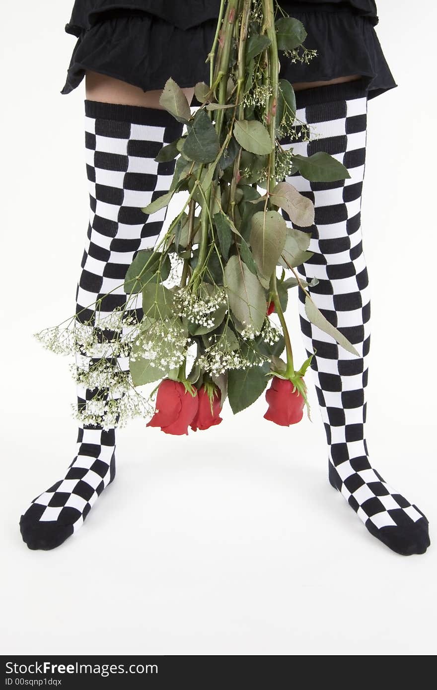 A Confederation of red roses combined with funny stockings