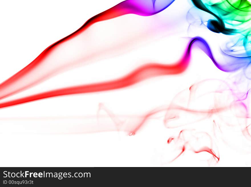 Colorful smoke isolated on the white background