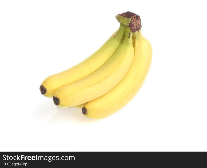 Fresh bananas on  a white