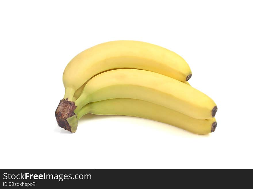 Fresh bananas on a white