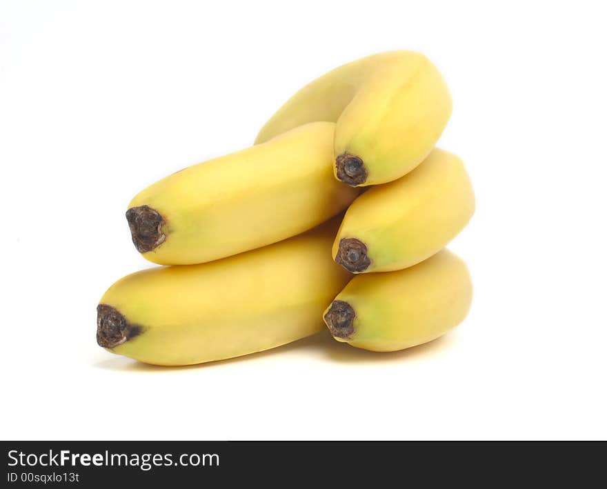 Fresh bananas on a white