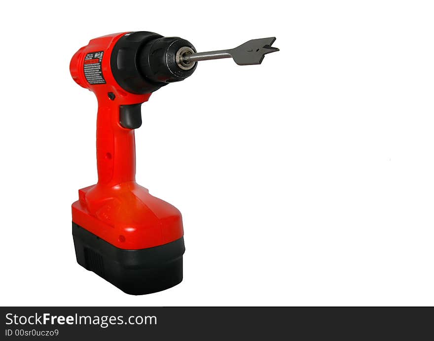 Isolated red drill with bit
