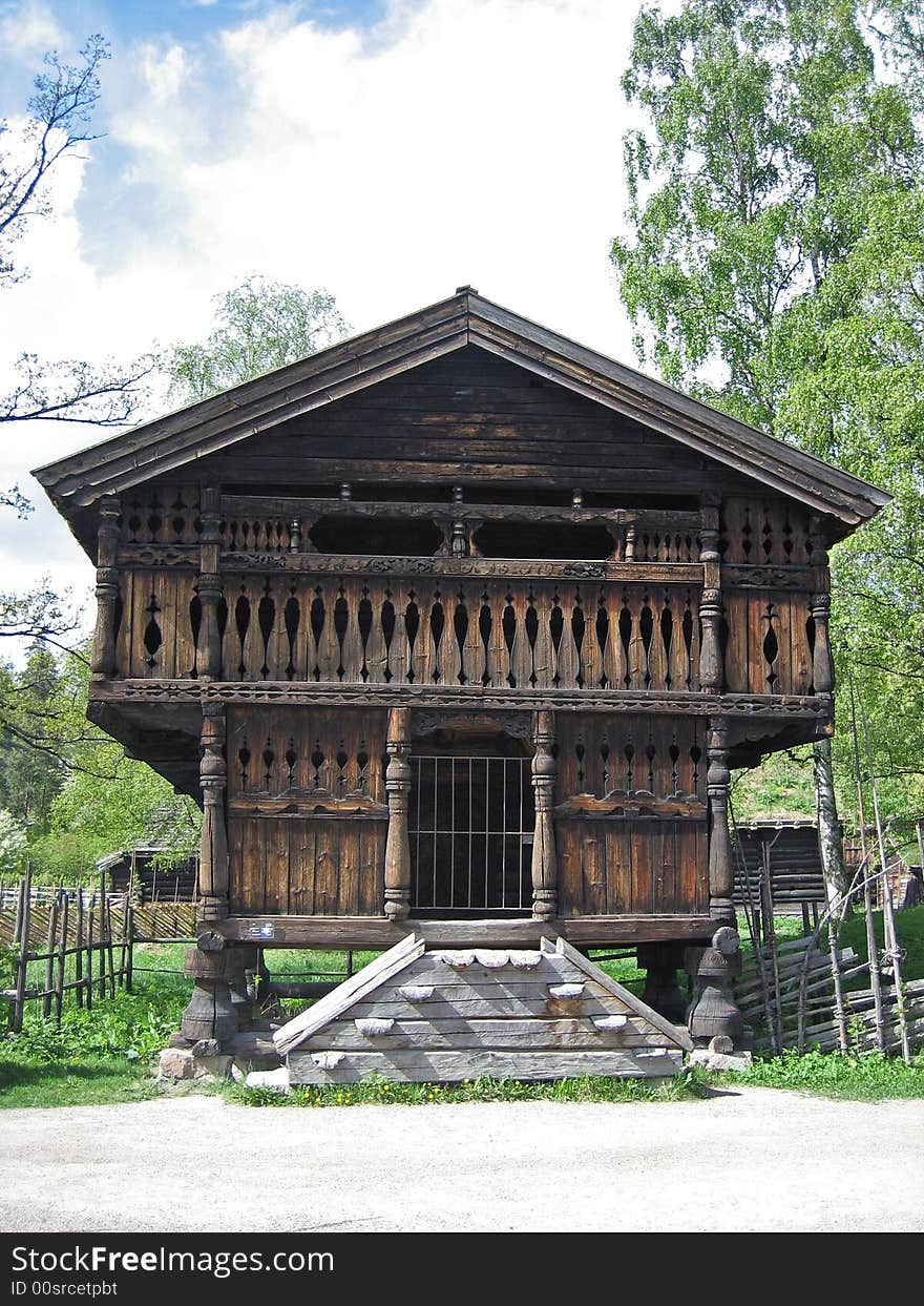 Facade of Old Scandinavian Farm House