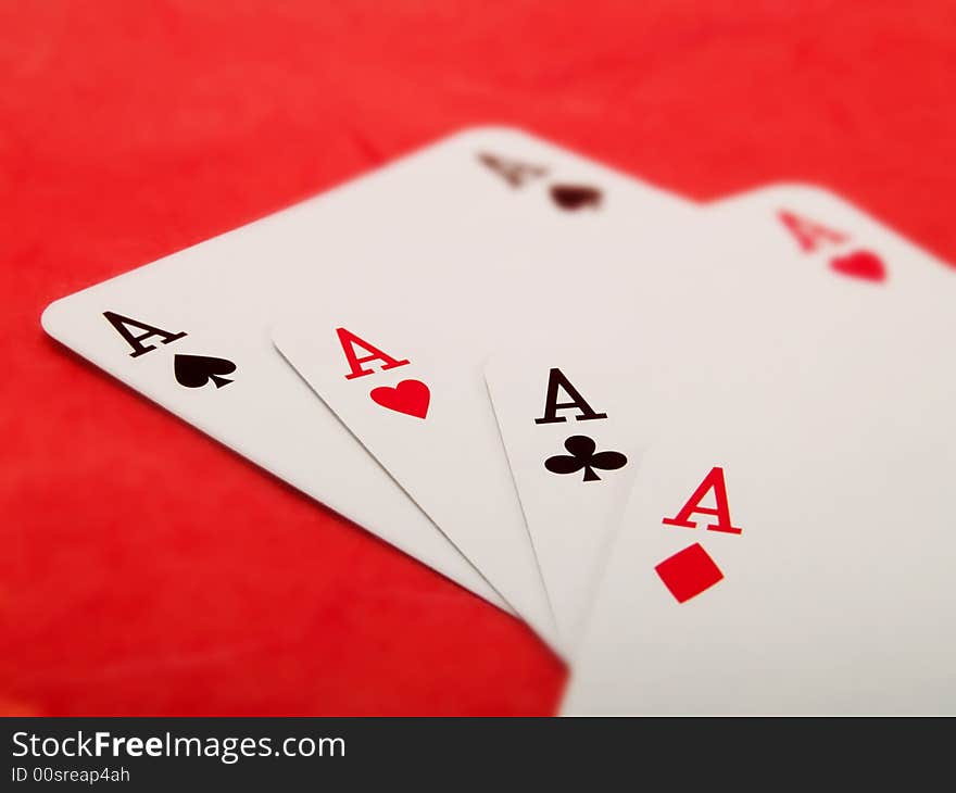 Playing cards on a red background. Playing cards on a red background