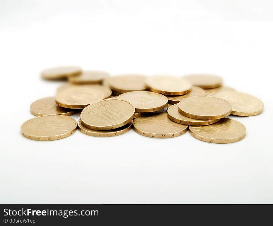 Coins on a white background