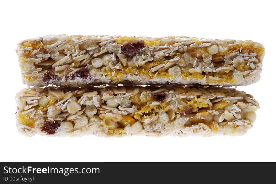 Muesli bar isolated on a white background. Muesli bar isolated on a white background