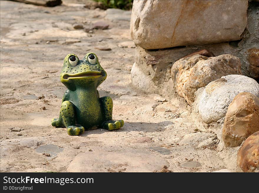 Pottery frog in the garden