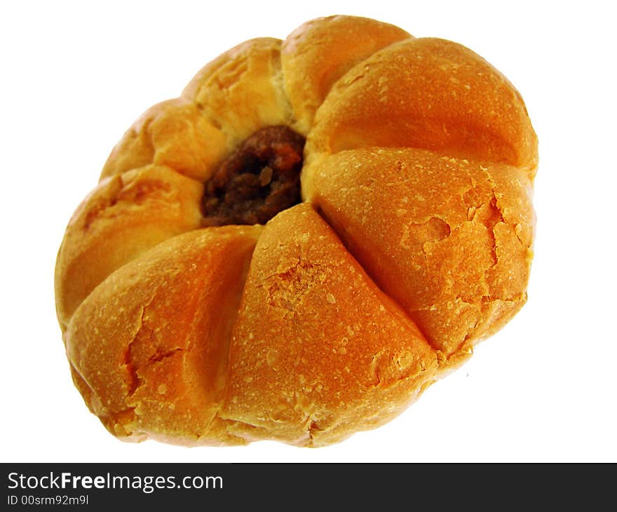 Bun on white background. See my other images of buns, bread and food