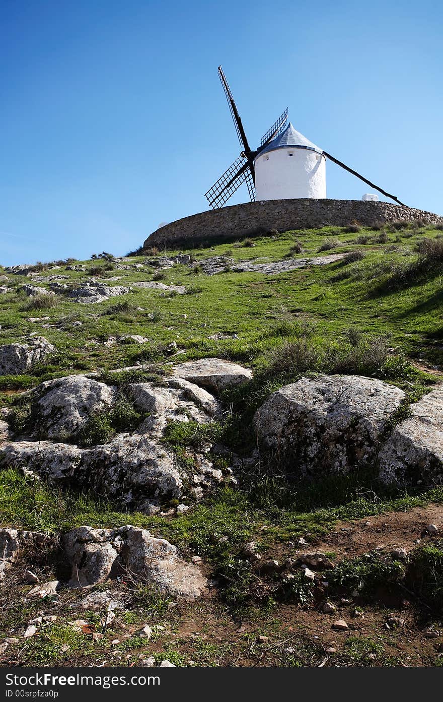 White spanish windmill in Castilla, Spain. White spanish windmill in Castilla, Spain