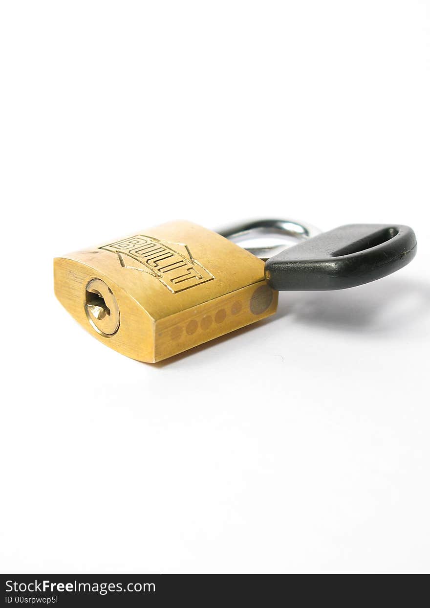 Isolated lock silver and golden white black key. Isolated lock silver and golden white black key