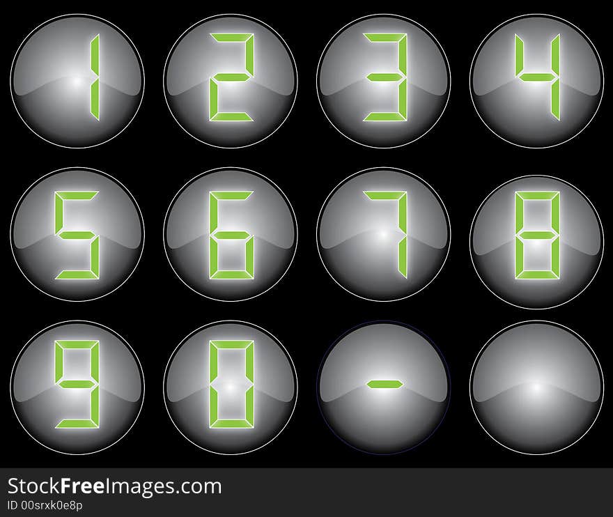 Black glazed buttons with calculator style numbers. Black glazed buttons with calculator style numbers