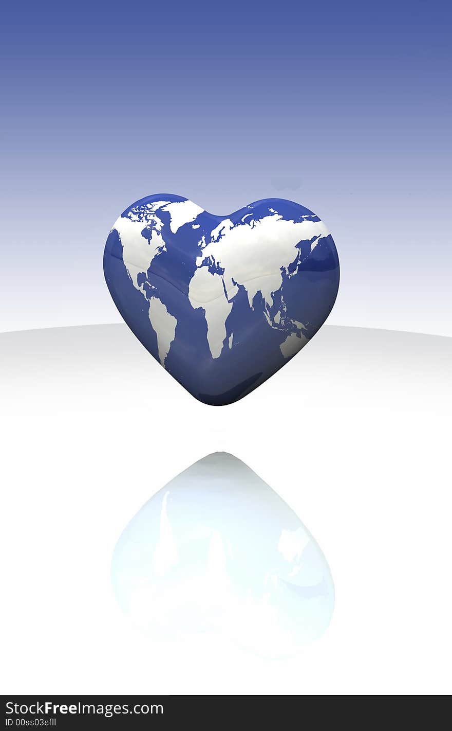 Illustration of a blue heart Earthmap made in 3D. Illustration of a blue heart Earthmap made in 3D